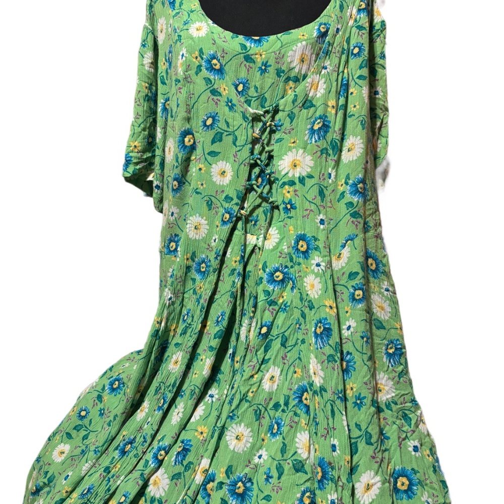 Volup 90s Lime agree Floral Boho Dress